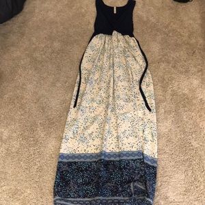 Blue patterned summer maxi dress size SMALL